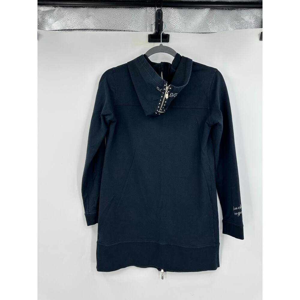 Y2K BCBGmaxazria Women’s L Full Zip Hoodie Jacket Blinds Rhinestone Black - Picture 7 of 13
